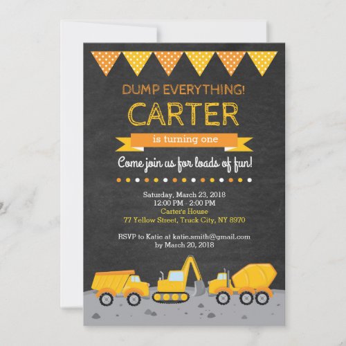 Construction Birthday Invitation