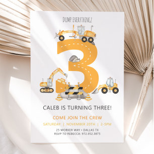 Construction Birthday Invitation 3rd Birthday
