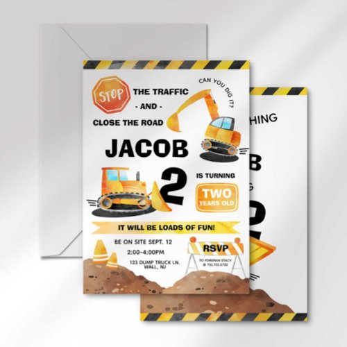 Construction Birthday Invitation Any Age