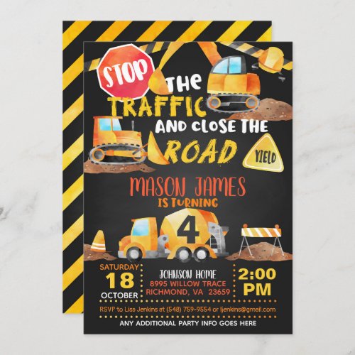 Construction Birthday Invitation _ Blk