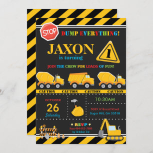 Construction Birthday Invitation Boy