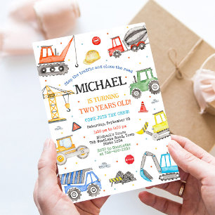 Construction Birthday Invitation Boy Dump Truck