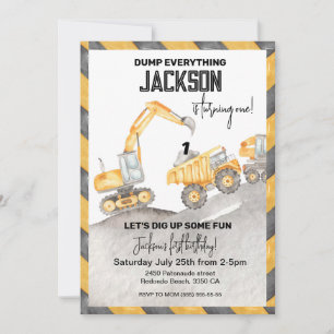 Construction Birthday Invitation, Dump Everything! Invitation