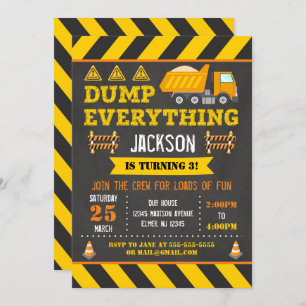 Construction Birthday Invitation Dump Truck