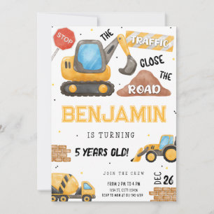 Construction Birthday Invitation Dump Truck Party