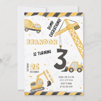 Construction Birthday Invitation Dump Truck Party