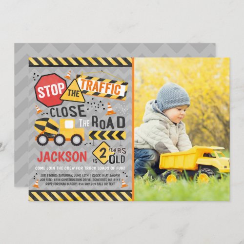 Construction Birthday Invitation Dump Truck Party