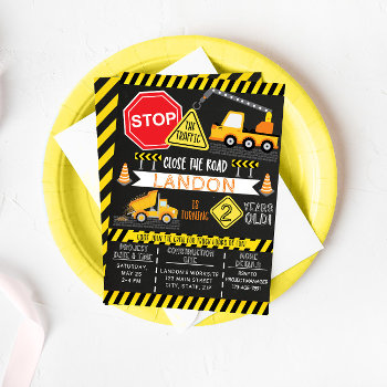 Construction Birthday Invitation Dump Truck Party by YourMainEvent at Zazzle