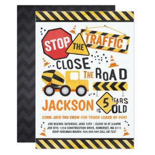 construction birthday invitations zazzle