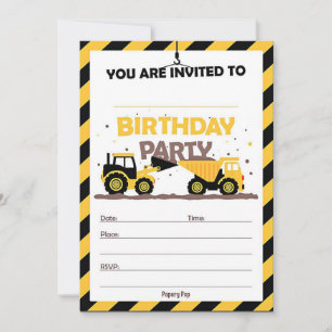 Construction Birthday Invitation. Invitation