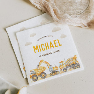 Construction Birthday Invitation Napkins