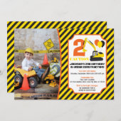 Construction Birthday Invitation with Photo (Front/Back)