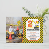 Construction Birthday Invitation with Photo (Standing Front)