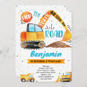 Construction Birthday invitations