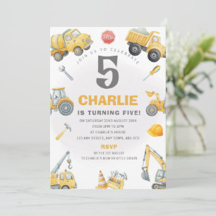 Construction Birthday Invite Digger Party Theme