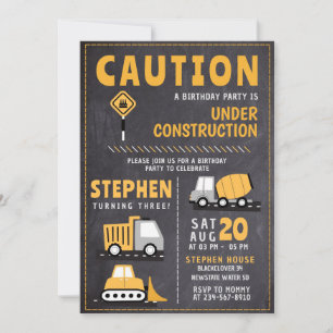 Construction Birthday Kid Invitation Templates