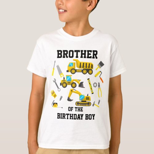 Construction Birthday kids tshirts Brother