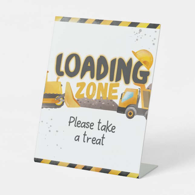 Construction Birthday - Loading Zone Pedestal Sign (Front)
