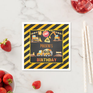 Construction Birthday Napkin - Blk