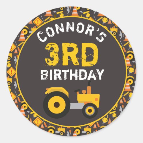 Construction Birthday Party Age  Classic Round Sticker