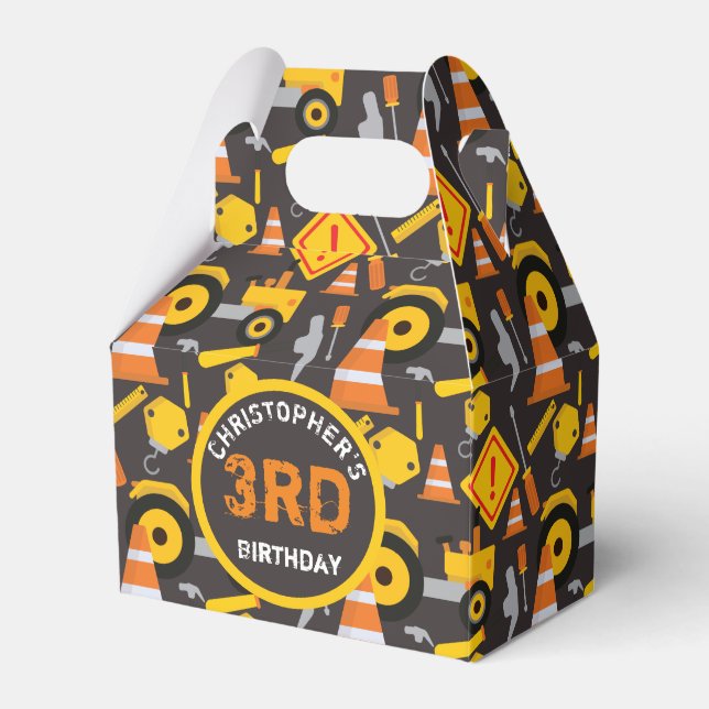 Construction Birthday Party Age Favor Boxes (Front Side)