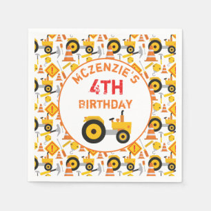 Construction Birthday Party Age White Napkins