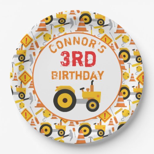 Construction Birthday Party Age White Paper Plate