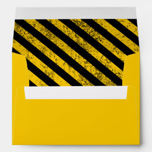 Construction Birthday Party Black Yellow Stripes Envelope