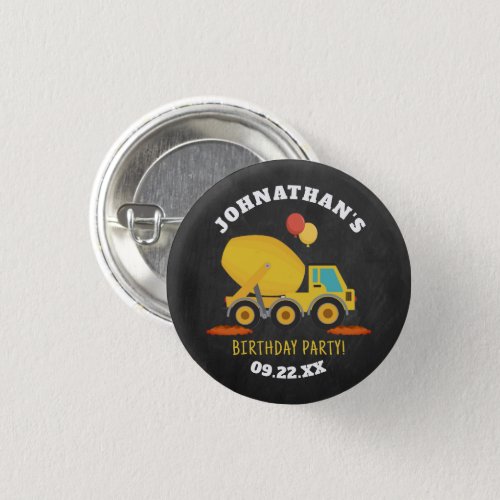 Construction Birthday Party Button