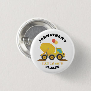 Construction Birthday Party Button