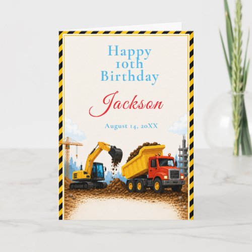 Construction Birthday Party Card