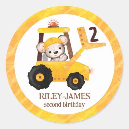 Construction Birthday Party Classic Round Sticker