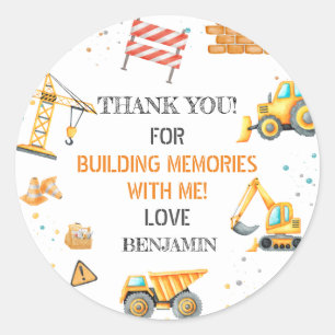 Construction Birthday party Classic Round Sticker