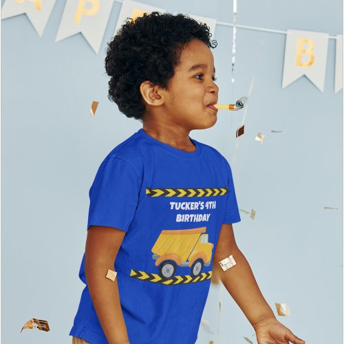 Construction Birthday Party Dump Truck Blue Kids T_Shirt