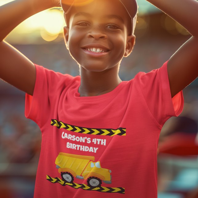 Construction Birthday Party Dump Truck Red Kids T-Shirt (Creator Uploaded)