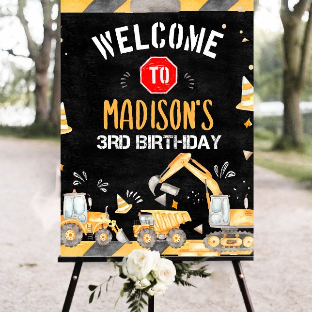 Construction Birthday Party Dump Truck Welcome Foam Board (Construction invite,Birthday Party Signs, Dump Truck,Welcome sign, Yard sign,Decorations,board sign,)
