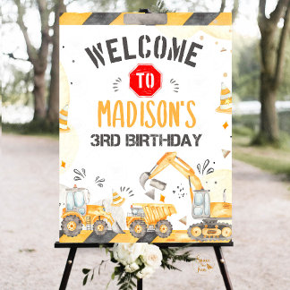 Construction Birthday Party Dump Truck Welcome Foam Board