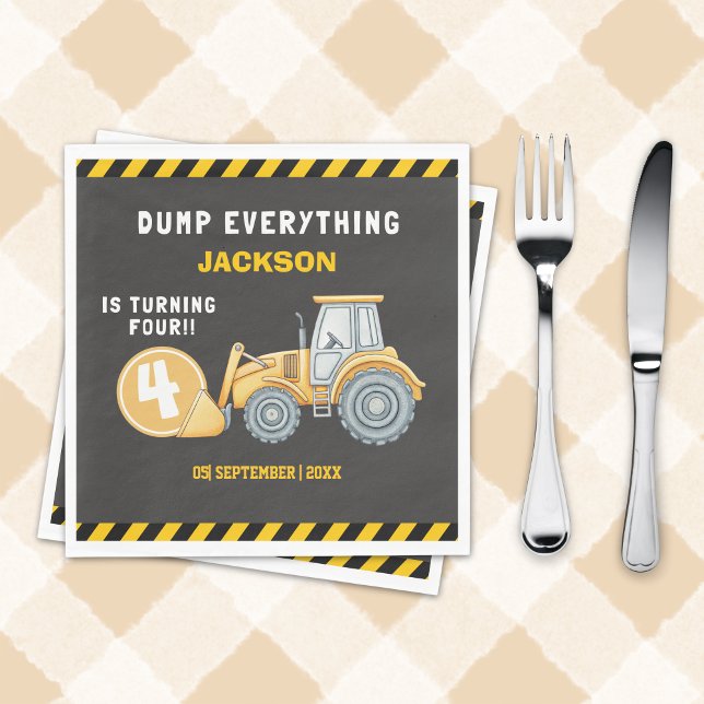 Construction Birthday Party  | Excavator & Truck Napkins (Creator Uploaded)