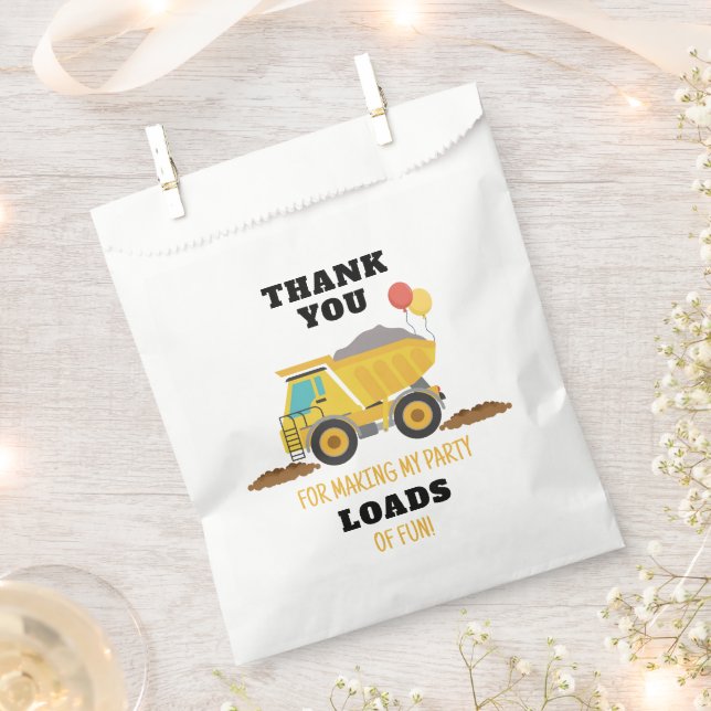 Construction Birthday Party Favor Bag (Clipped)