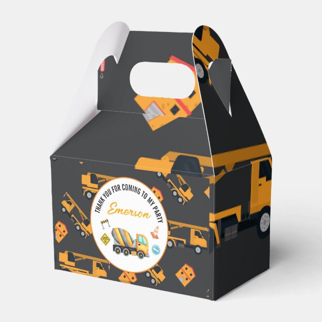 Construction Birthday Party Favor Boxes (Front Side)