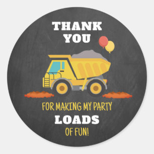 Construction Birthday Party Favor Classic Round Sticker