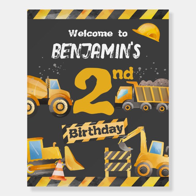 Construction Birthday Party Foam Board (Front)