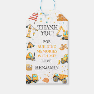 Construction Birthday party Gift Tags