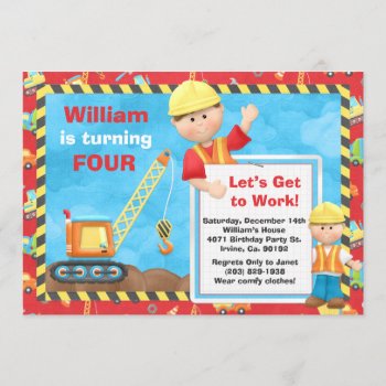 Construction Birthday Party Invitation by eventfulcards at Zazzle