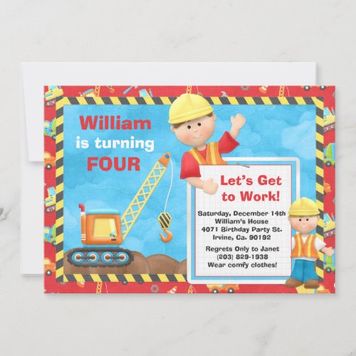 Construction Birthday Party Invitation
