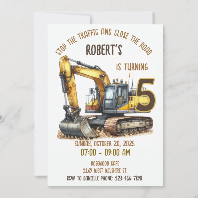 Construction Birthday Party Invitation (Front)