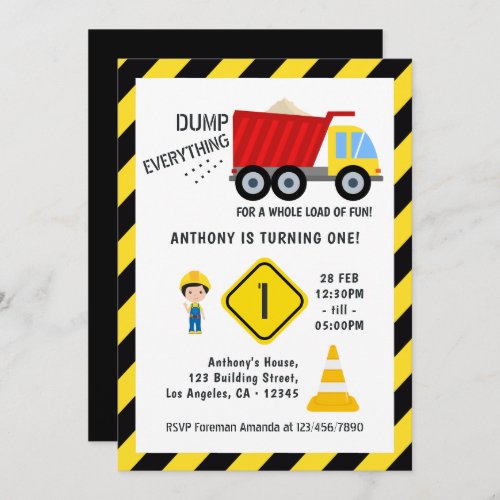 Construction  Birthday Party Invitation