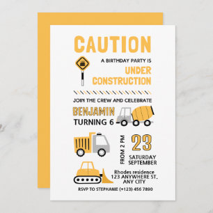 Construction Birthday party Invitation