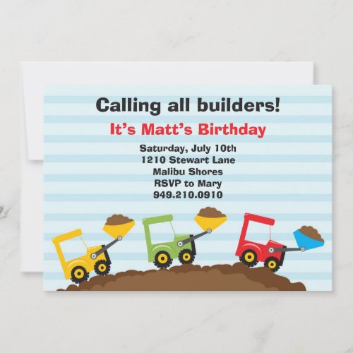Construction Birthday Party Invitation