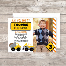 Construction Birthday Party Invitation